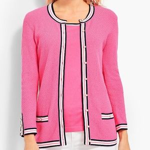 Talbots Pink Tipped Cardigan Sweater Set  L